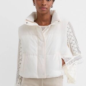 Loft Puffer Cropped Vest in Whisper White Color Womens Size Small NWT